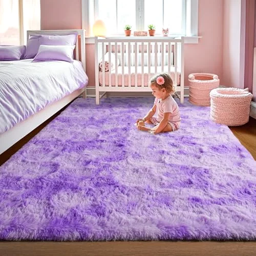 LOCHAS Rainbow Kids Rug 3 × 5 ft, Purple