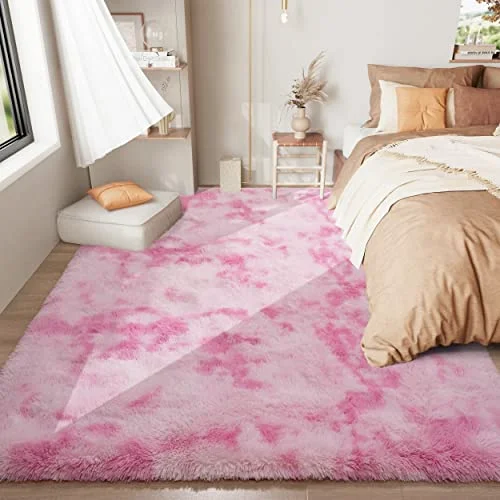 LOCHAS Rainbow Kids Rug 5 × 8 ft, Pink