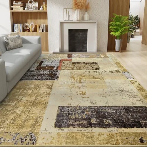 LOCHAS Washable Living Room Rug 6 × 9 ft, Khaki
