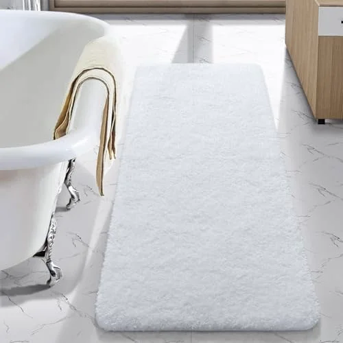 LOCHAS Chenille Bath Runner 24 × 48 in, White