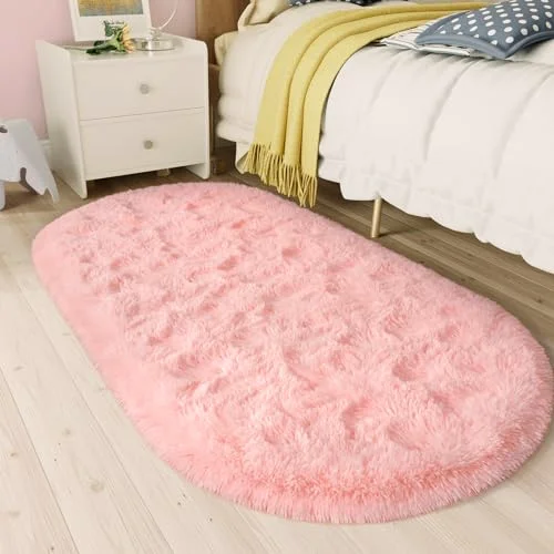 LOCHAS Fluffy Shag Area Rug 2.6 × 5.3 ft, Pink