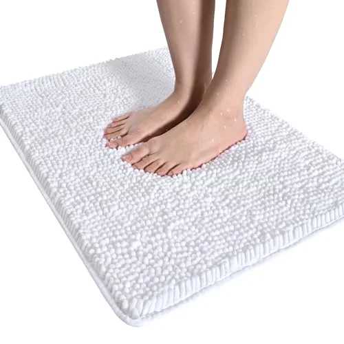 LOCHAS Luxury Chenille Bath Mat 24 × 36 in, White