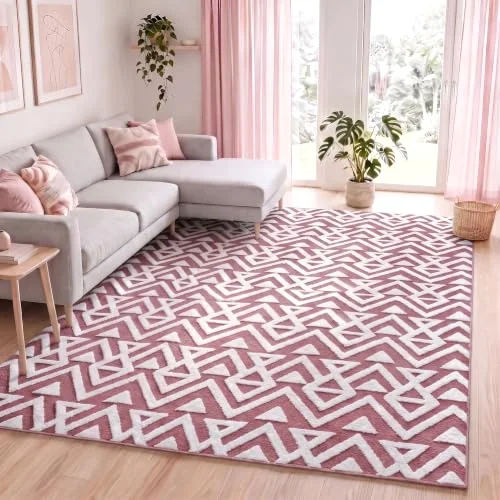 LOCHAS Ultra Soft Shag Rug 5 × 8 ft, Pink