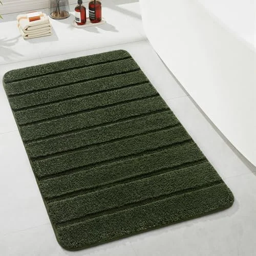 LOCHAS Chenille Bath Mat 24 × 36 in, Olive Green