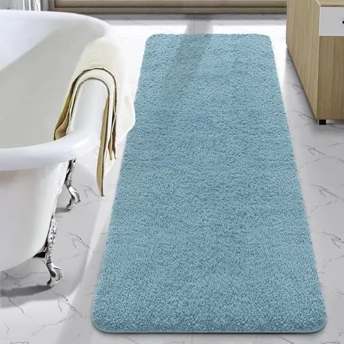 LOCHAS Chenille Bath Runner 24 × 70 in, Spa Blue