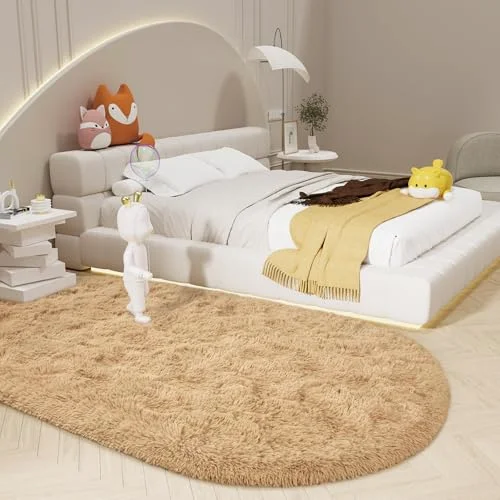 LOCHAS Fluffy Shag Area Rug 3.3 × 6.2 ft, Beige