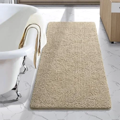 LOCHAS Luxury Chenille Bath Mat 24 × 40 in, Beige