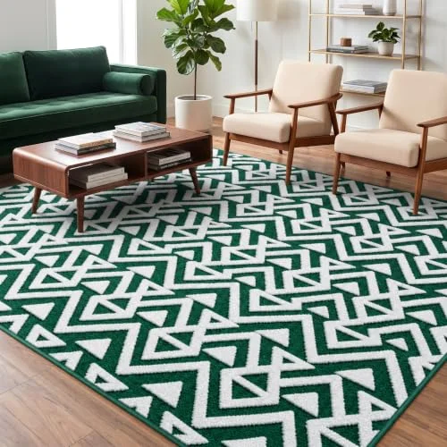 LOCHAS Ultra Soft Shag Rug 6 × 9 ft, Dark Green