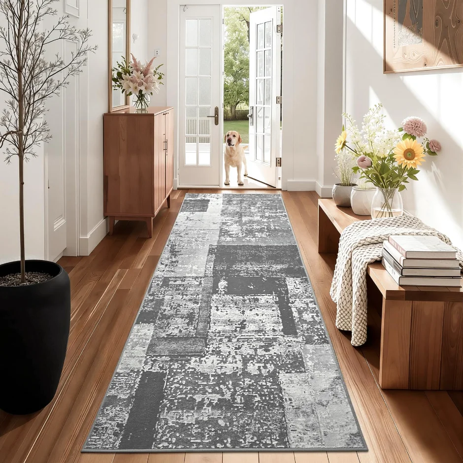 LOCHAS Washable Hallway Runner 2 × 8 ft, Grey
