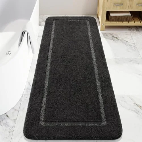 LOCHAS Chenille Bath Runner 24 × 60 in, Dark Grey