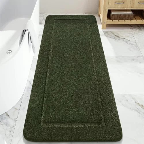 LOCHAS Chenille Bath Runner 24 × 60 in, Olive Green