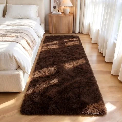 LOCHAS Fluffy Hallway Runner 2 × 6 ft, Brown
