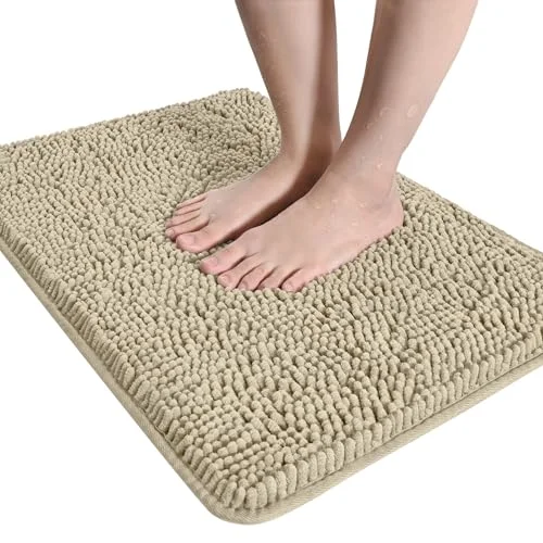 LOCHAS Luxury Chenille Bath Mat 20 × 32 in, Beige