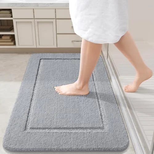 LOCHAS Chenille Bath Mat 24 × 36 in, Grey