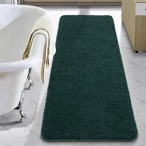 LOCHAS Chenille Bath Runner 24 × 60 in, Hunter Green