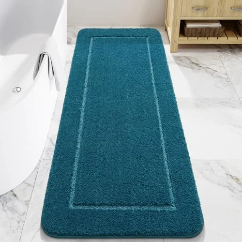 LOCHAS Chenille Bath Runner 24 × 60 in, Peacock Blue