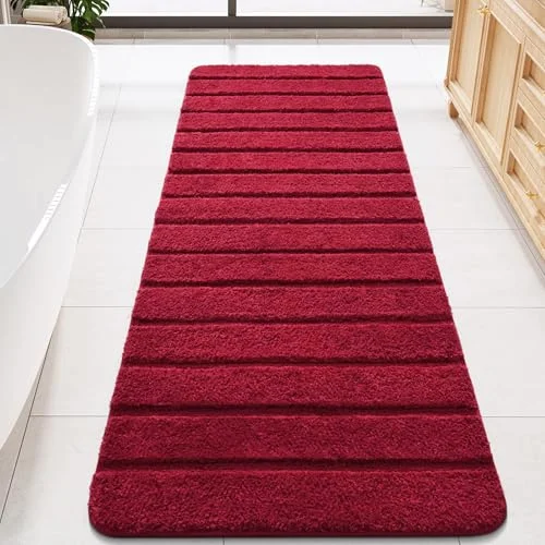 LOCHAS Chenille Bath Runner 24 × 60 in, Red