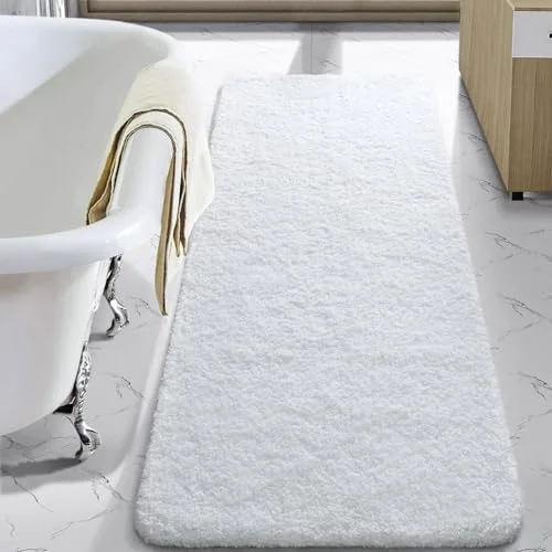 LOCHAS Chenille Bath Runner 24 × 70 in, White