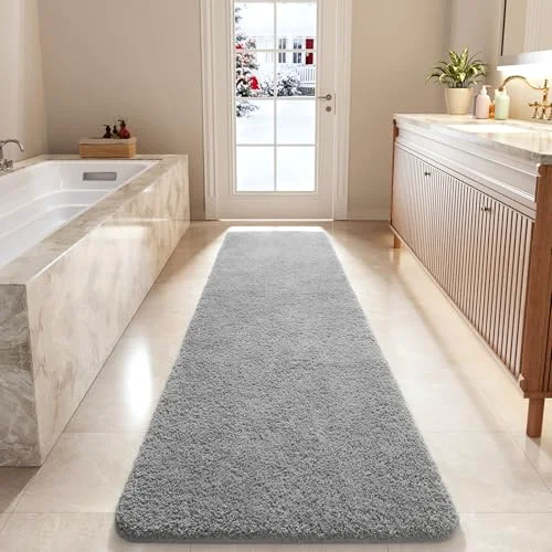 LOCHAS Chenille Bath Runner 24 × 84 in, Grey