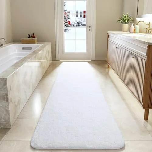LOCHAS Chenille Bath Runner 24 × 84 in, White
