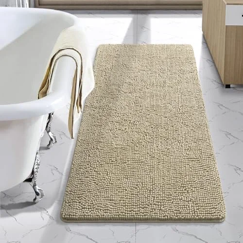 LOCHAS Luxury Chenille Bath Mat 24 × 48 in, Beige