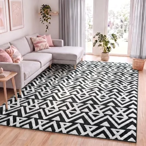 LOCHAS Ultra Soft Shag Rug 5 × 8 ft, Black