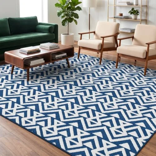 LOCHAS Ultra Soft Shag Rug 6 × 9 ft, Light Navy