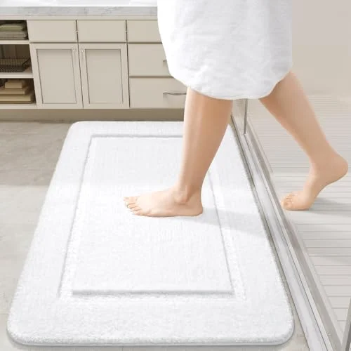 LOCHAS Chenille Bath Mat 24 × 36 in, White