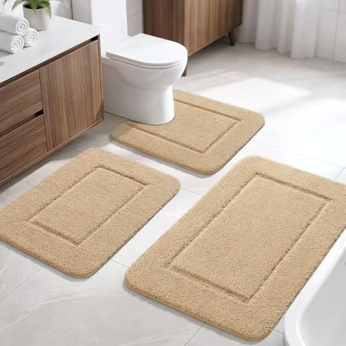 LOCHAS Chenille Bath Rug Set (3 pc), Beige