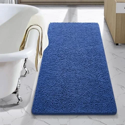 LOCHAS Luxury Chenille Bath Mat 24 × 44 in, Blue
