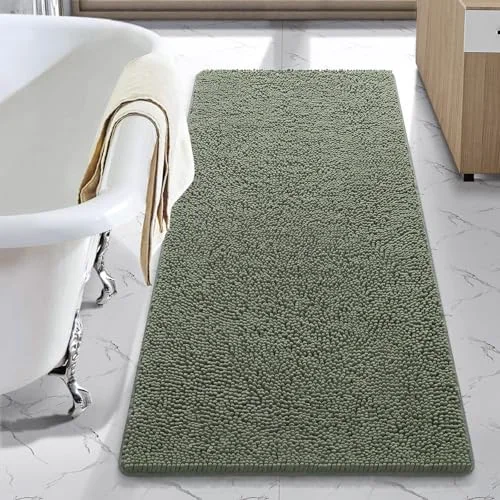 LOCHAS Luxury Chenille Bath Mat 24 × 54 in, Sage Green