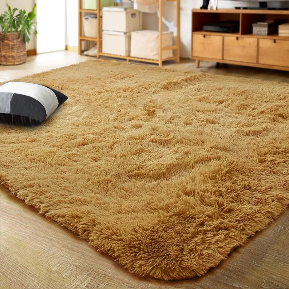 LOCHAS Ultra Soft Shag Rug 6 × 9 ft, Khaki