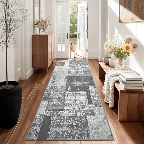 LOCHAS Washable Hallway Runner 2 × 6 ft, Grey