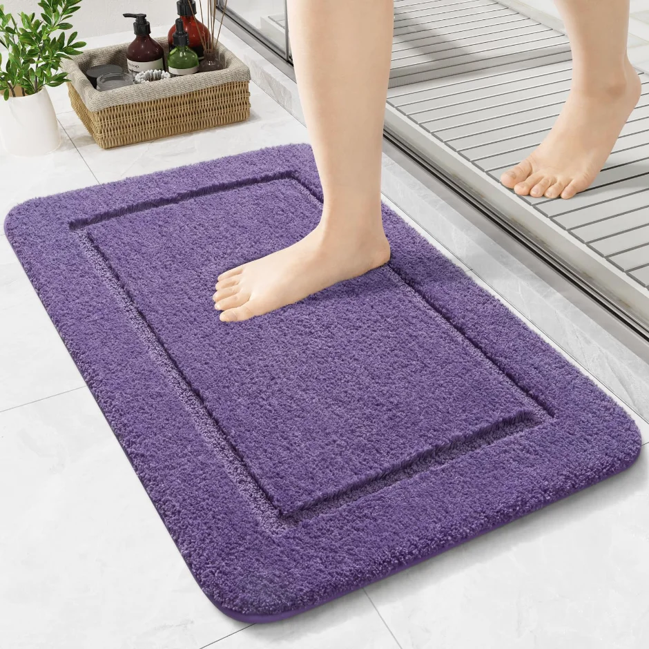 LOCHAS Chenille Bath Mat 24 × 17 in, Purple