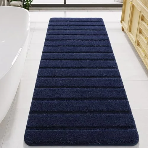 LOCHAS Chenille Bath Runner 24 × 60 in, Navy Blue