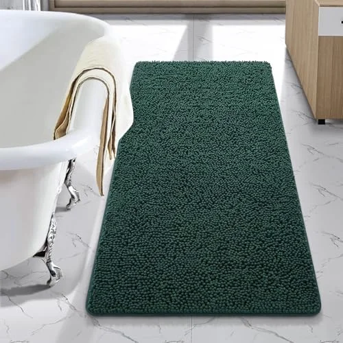 LOCHAS Luxury Chenille Bath Mat 24 × 44 in, Hunter Green