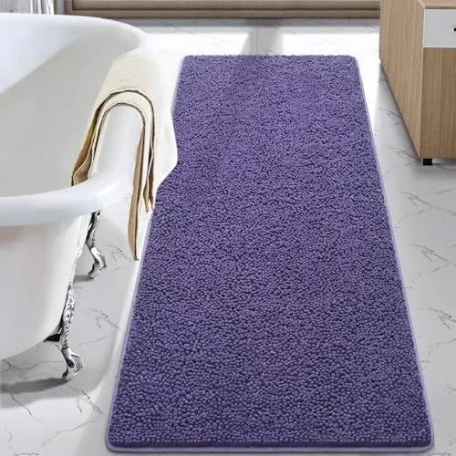 LOCHAS Luxury Chenille Bath Mat 24 × 70 in, Dark Purple