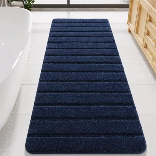 LOCHAS Chenille Bath Runner 24 × 70 in, Navy Blue
