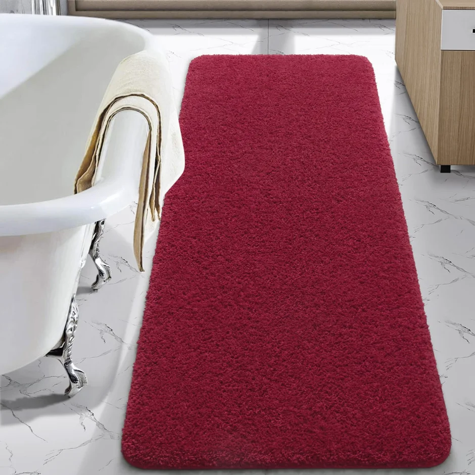 LOCHAS Chenille Bath Runner 24 × 70 in, Red