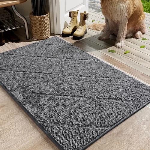 LOCHAS Chenille Door Mat 24 × 36 in, Grey