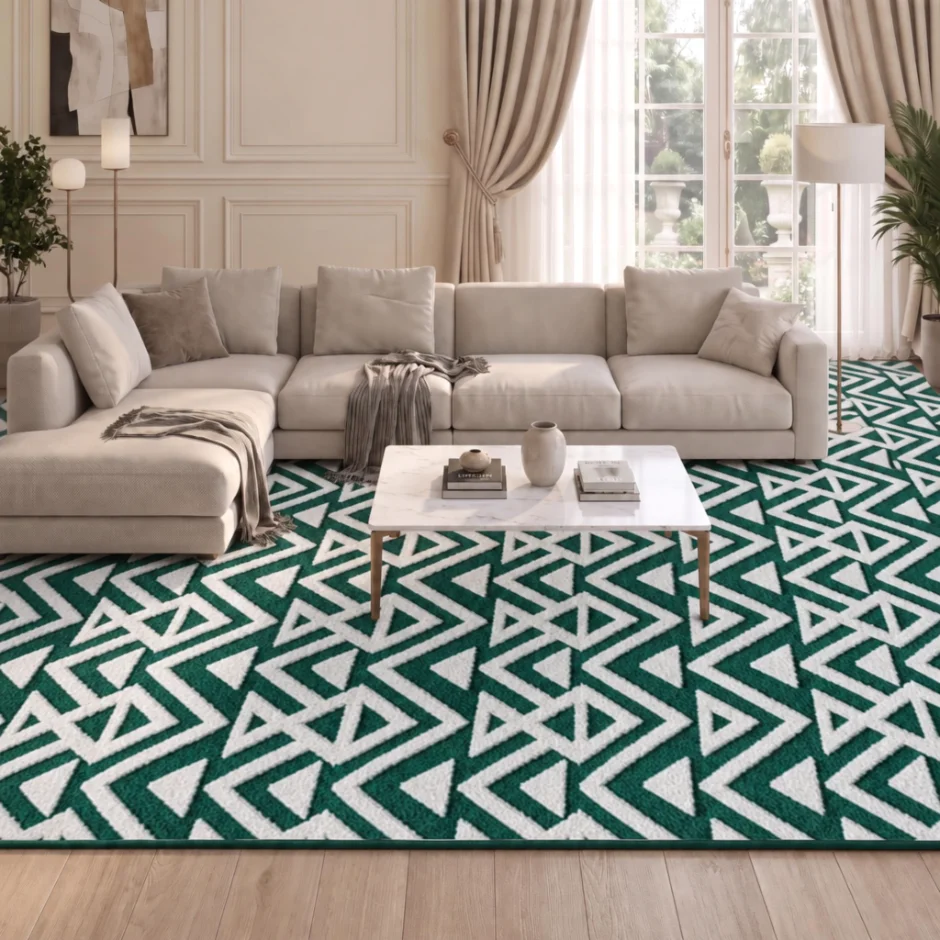 LOCHAS Ultra Soft Shag Rug 7 × 10 ft, Dark Green
